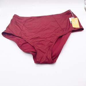Kona Sol Womens Red High Waisted Bikini Bottoms Size XL